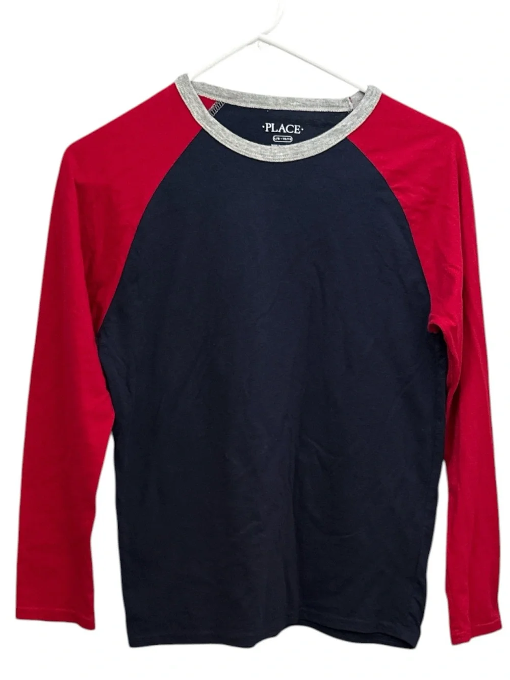 The Children’s Place Boys Colorblock Raglan Long Sleeve Tee Red Navy Size Large
